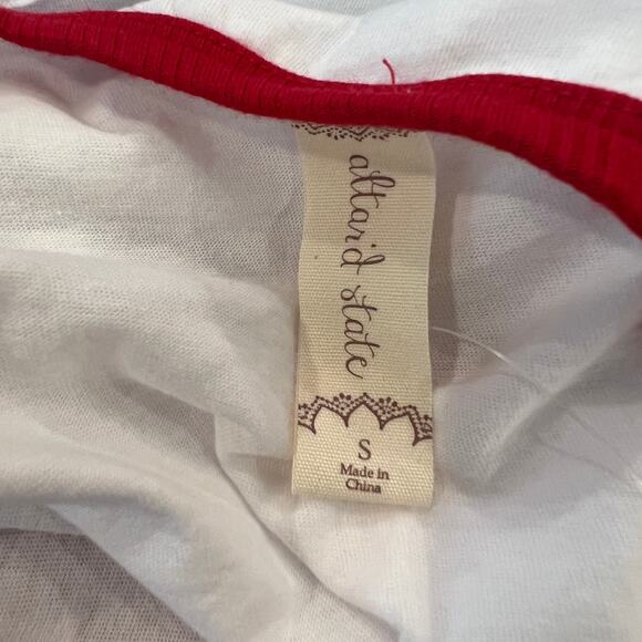 NWT Altar'd State White & Red "Happy Camper" Embroidered Cotton Tee - SIZE SMALL - Picture 8 of 9